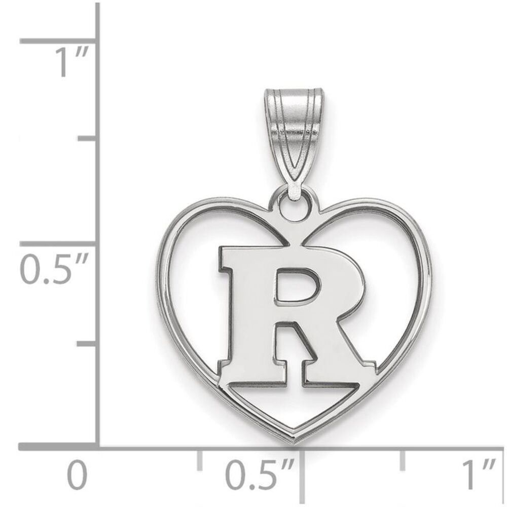 Sterling Silver Rutgers Initial R Heart Pendant - Picture 2 of 3
